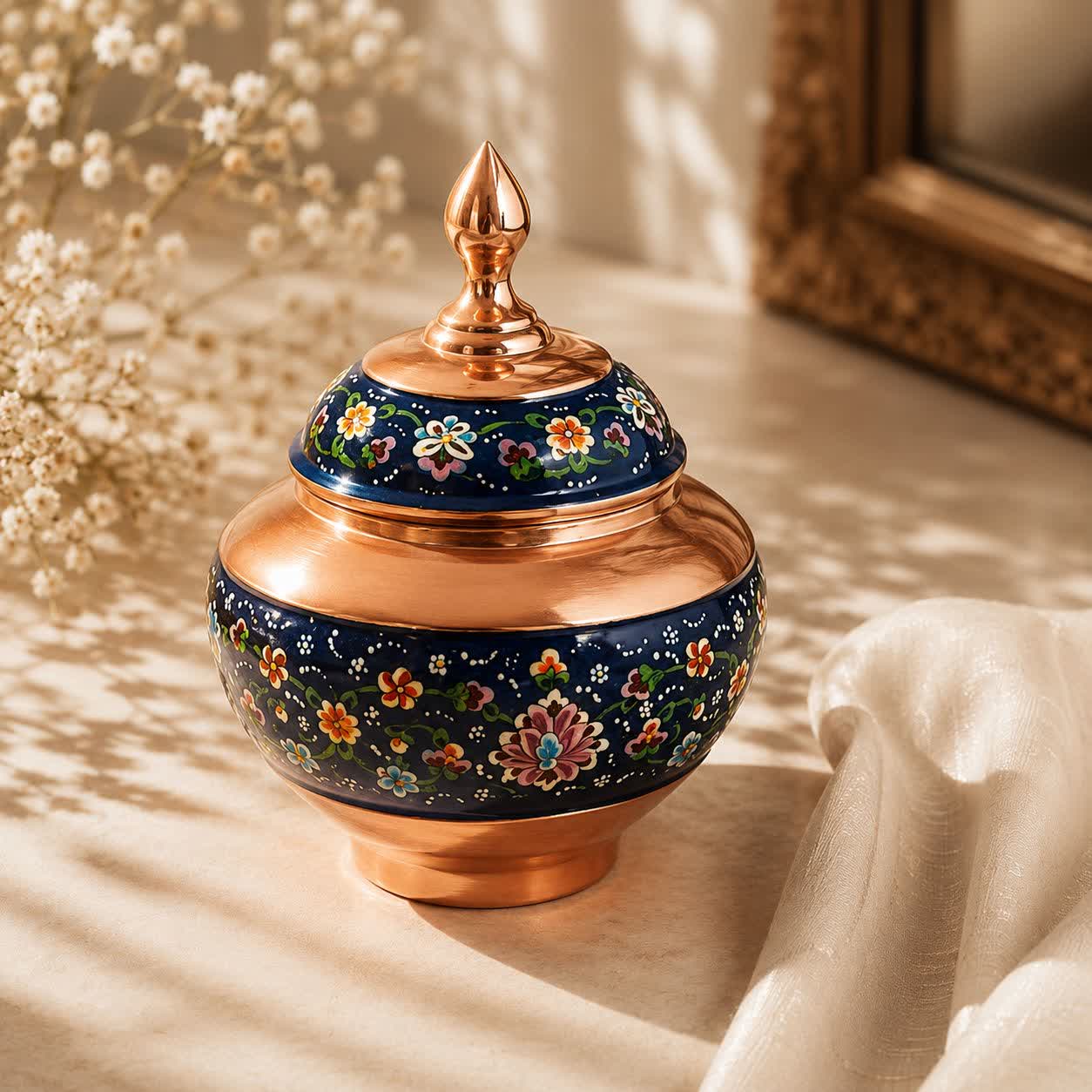 شکلات خوری یا گز خوری مس و میناکاری شده مدل پردازی ۲۵سانت